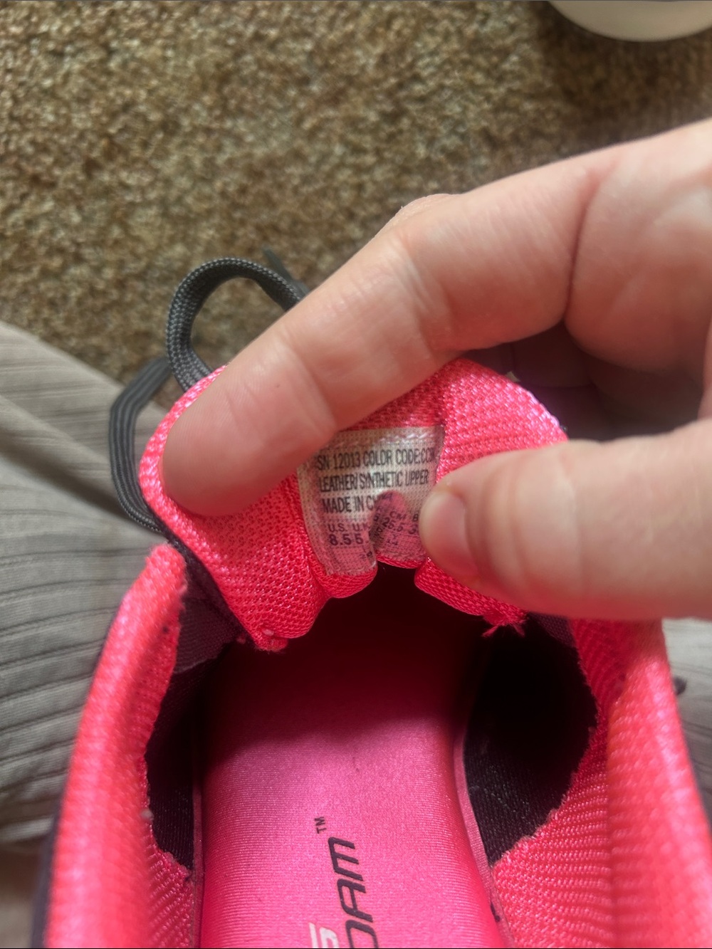 Women's Sketchers Gray and Pink Athletic Walking Sneakers - Picture 7 of 7